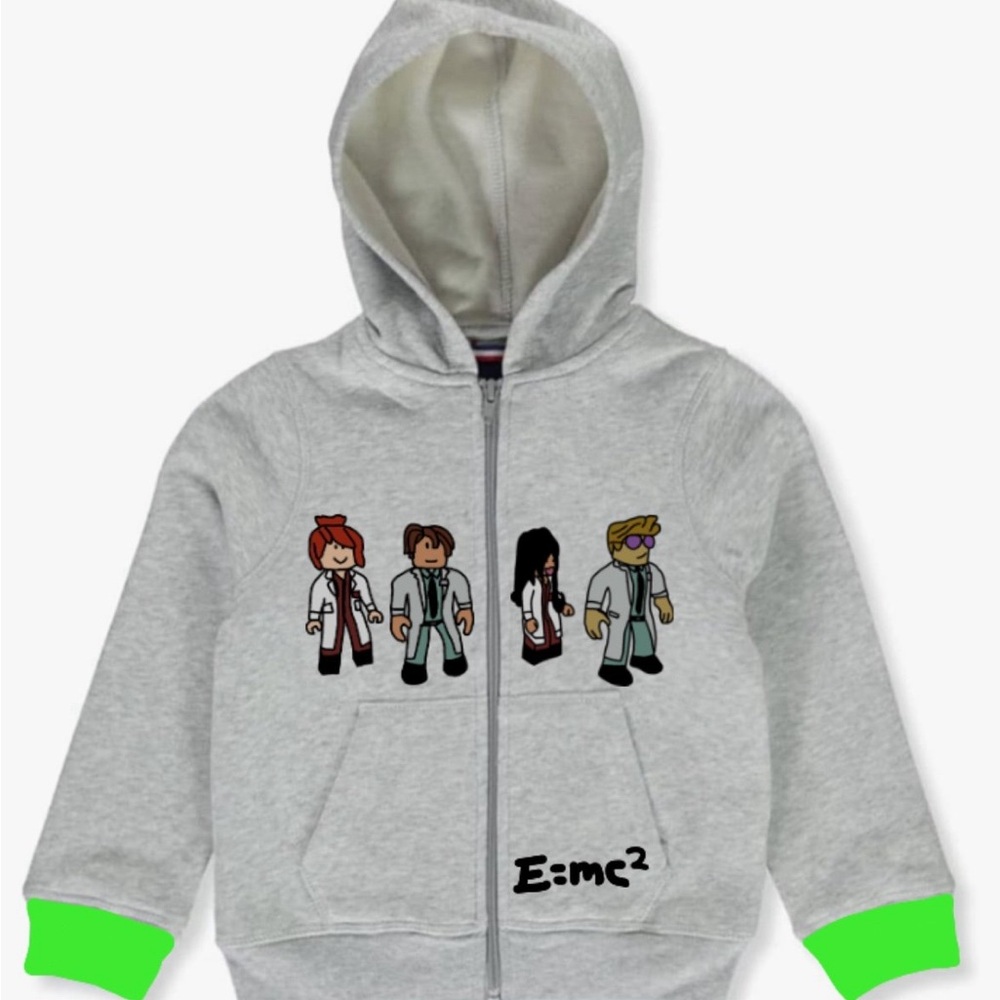 Roblox Kids Grey/Green Zip Up Hoodie Sweatshirt